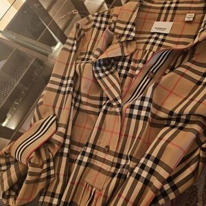 Burberry Plaid Dress in Tan and Black